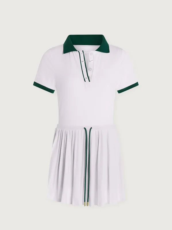 Varley Paloma Dress - White/Forest