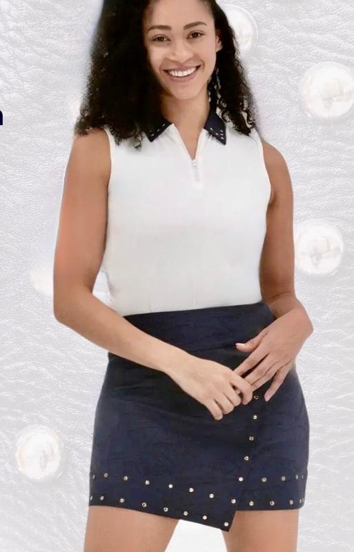 Foray Golf Studded Wrap Skort - Navy