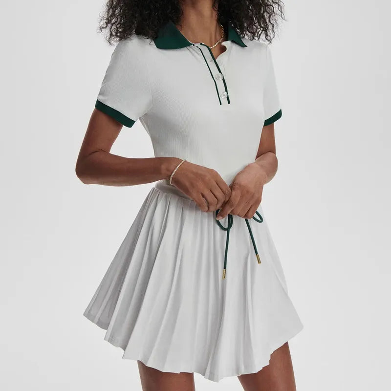 Varley Paloma Dress - White/Forest
