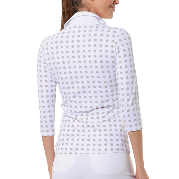 MDC 3/4 Sleeve Polo - Taupe Dots