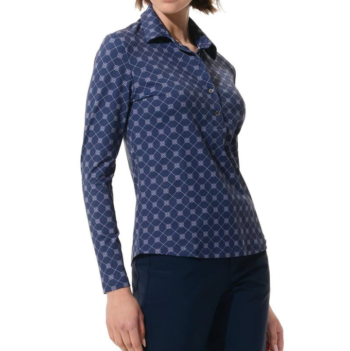 MDC Vintage Print L/S Polo - Navy