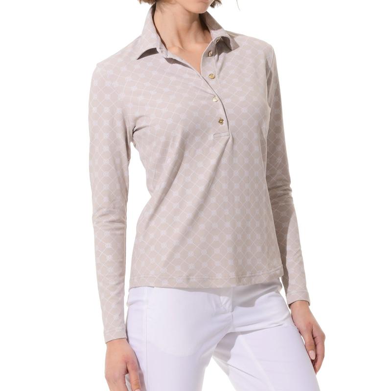 MDC L/S Polo - Light Taupe Vintage Print
