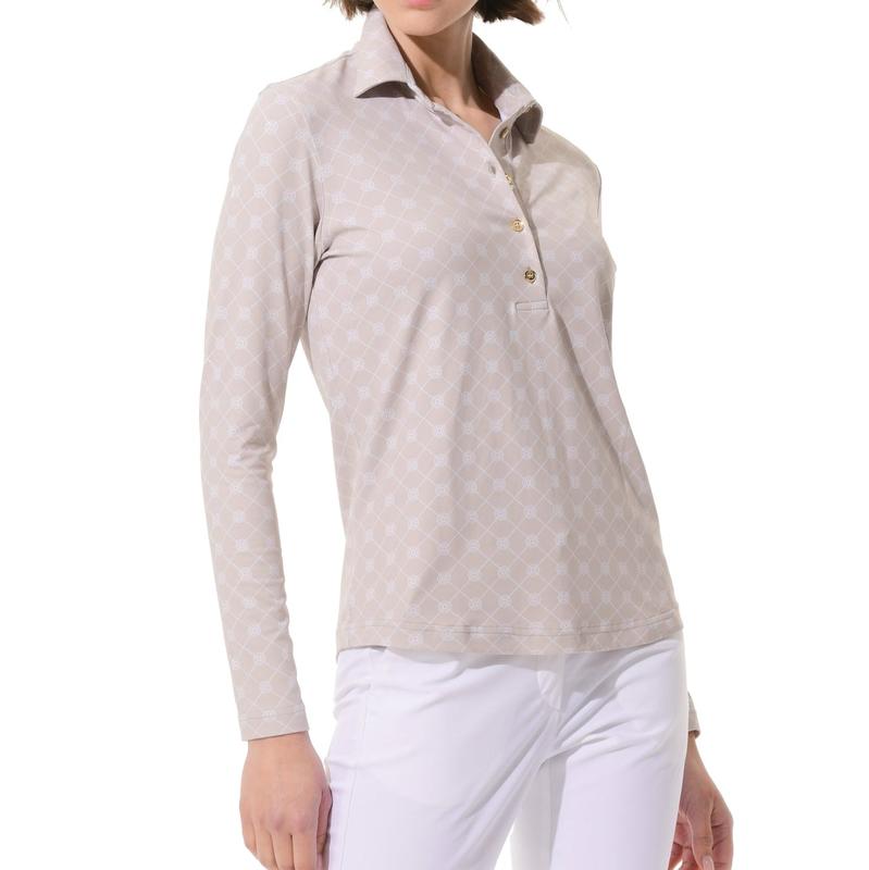 MDC L/S Polo - Light Taupe Vintage Print