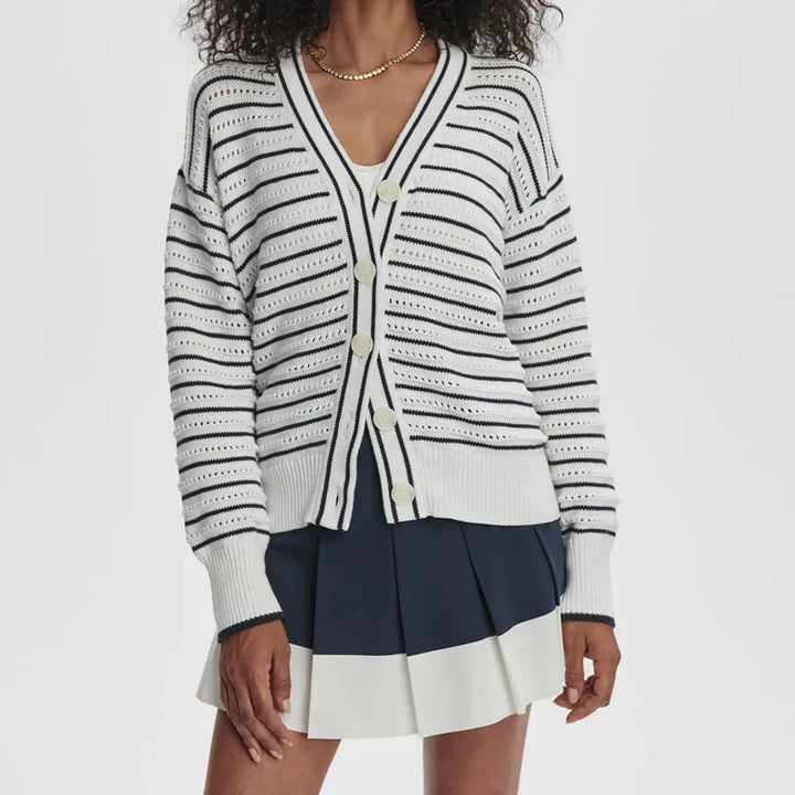 Varley Antonia Cardigan - White/Blue Nights