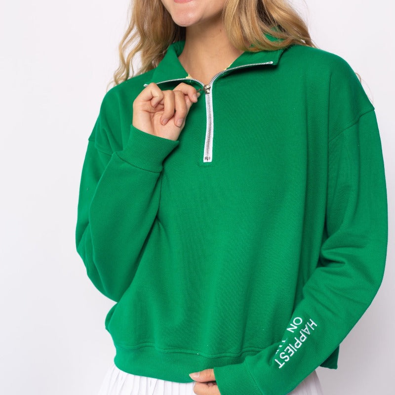 CourtLife Happiest on The Tennis Court Zip Sweatshirt - Various Colours