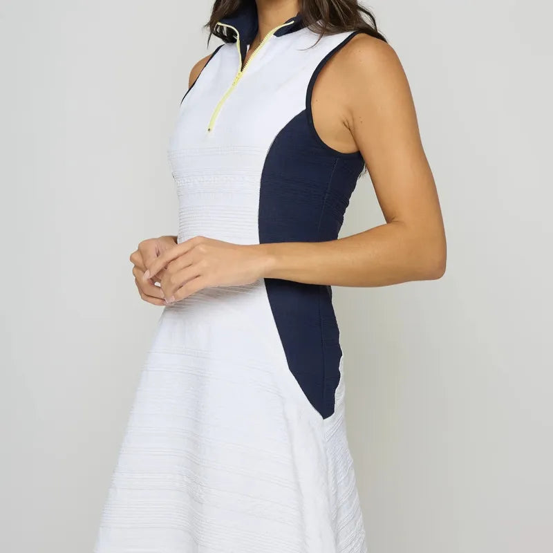 L'Etoile Zip Front Dress - White/Navy