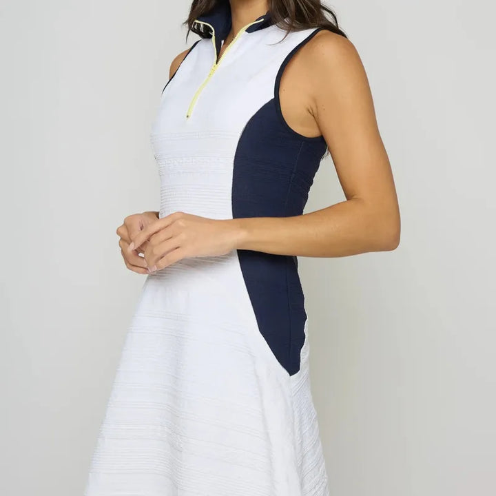 L'Etoile Zip Front Dress - White/Navy