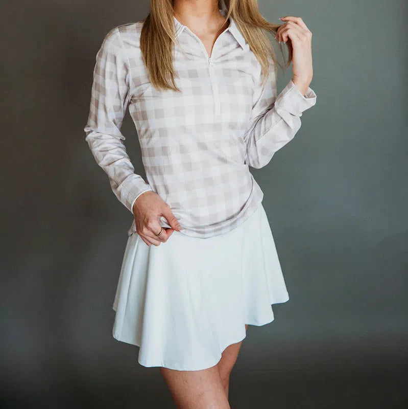 Club Special Gingham L/S Polo - Beige