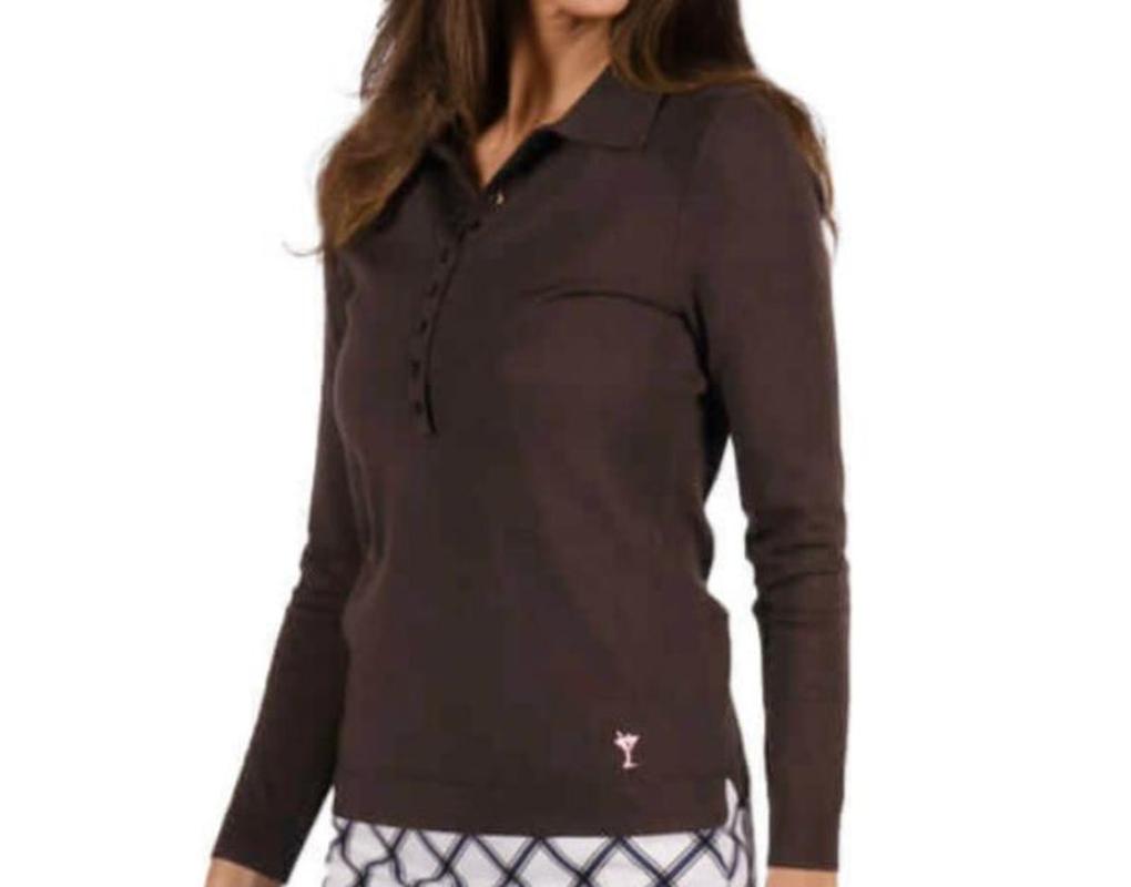 Golftini Button Polo Sweater - Cocoa