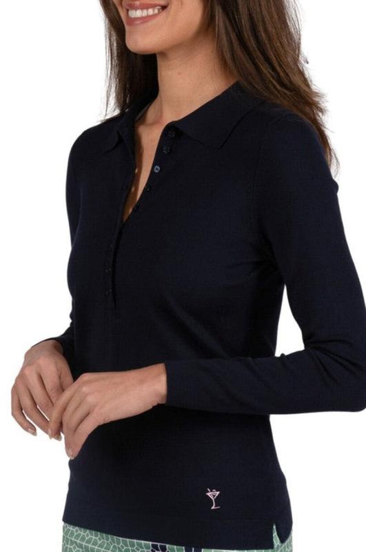 Golftini Button Polo Sweater - Navy