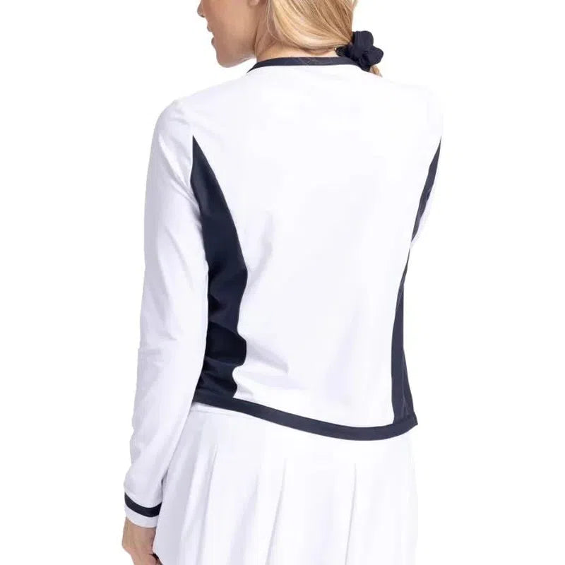 Kinona Tipped and Trim Cardi - White/Navy
