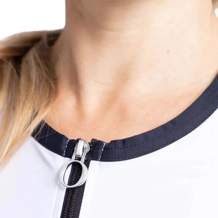 Kinona Tipped and Trim Cardi - White/Navy