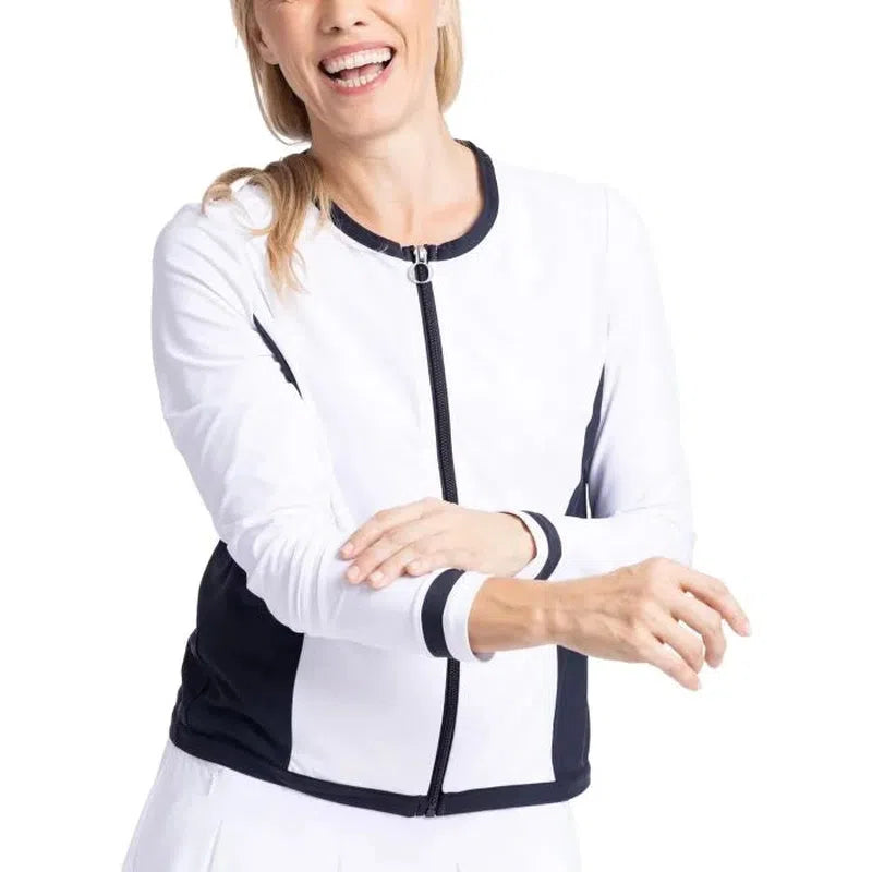Kinona Tipped and Trim Cardi - White/Navy