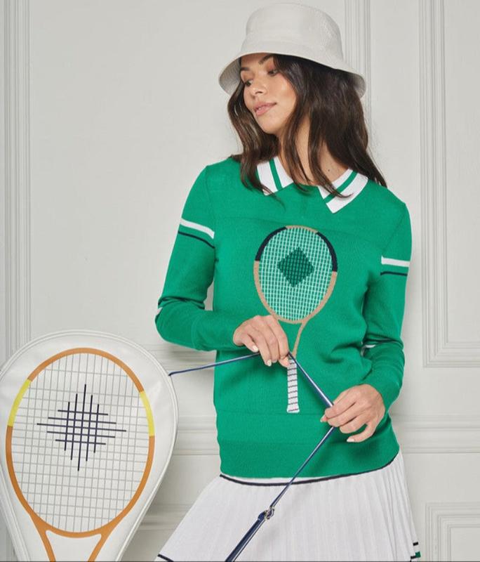 L'Etoile Racquet Sweater - Green/White