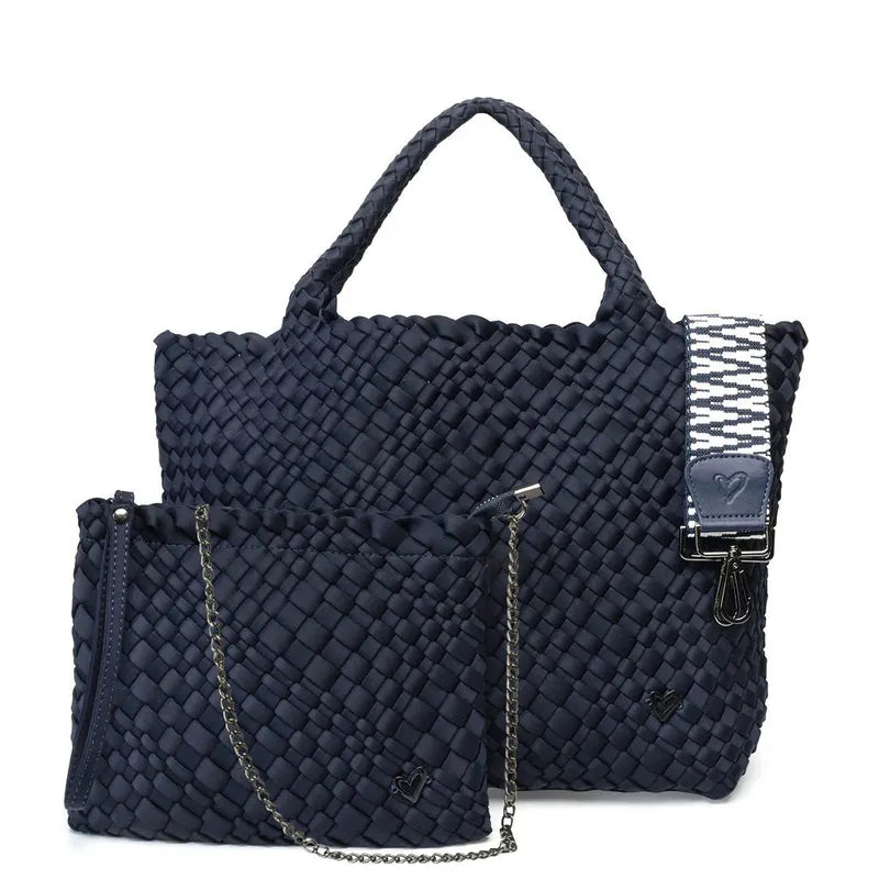 preneLOVE Women's Woven Handbag Large Tote - Navy – Open Court