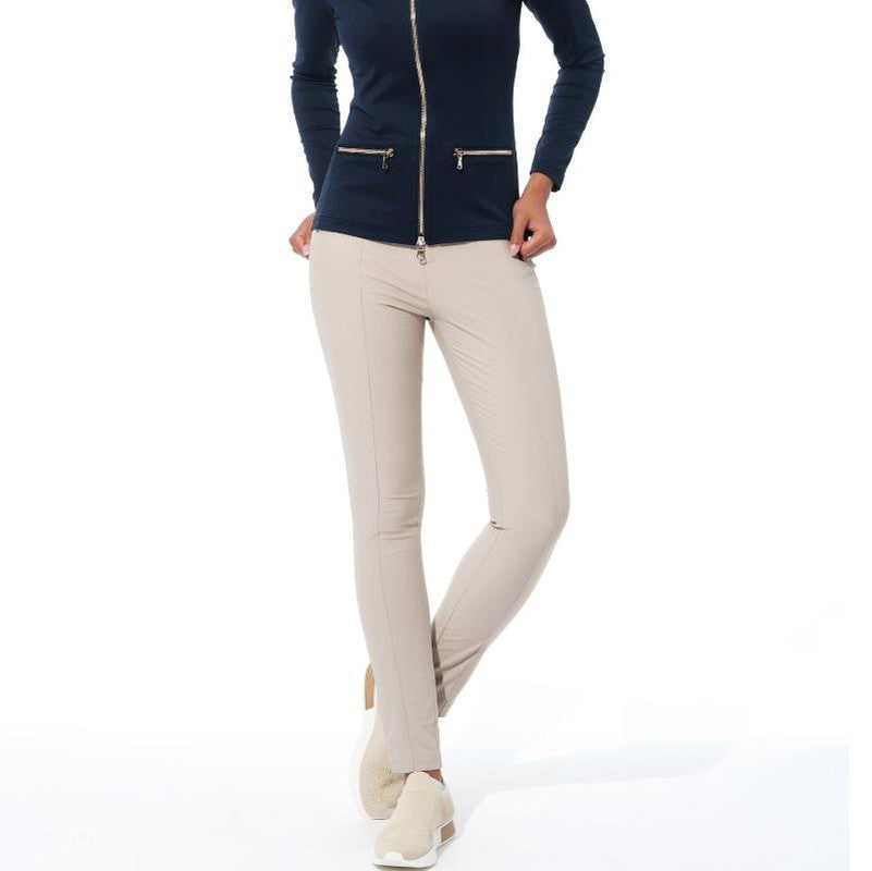 MDC Curvy Stretch Pants - Light Taupe (gold zip)
