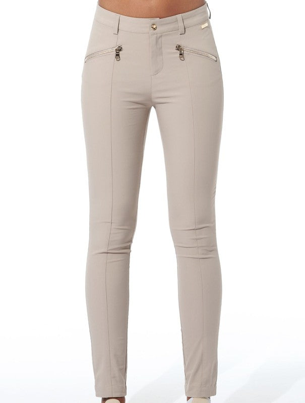 MDC Curvy Stretch Pants - Light Taupe (gold zip)