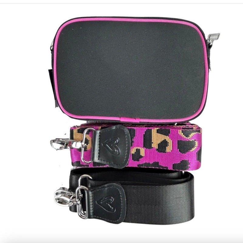 preneLOVE Dual Zip Belt/Crossbody Bag - Black/Hot Pink