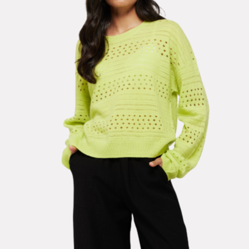 Brodie Clare Pointelle Sweater - Acid Lime