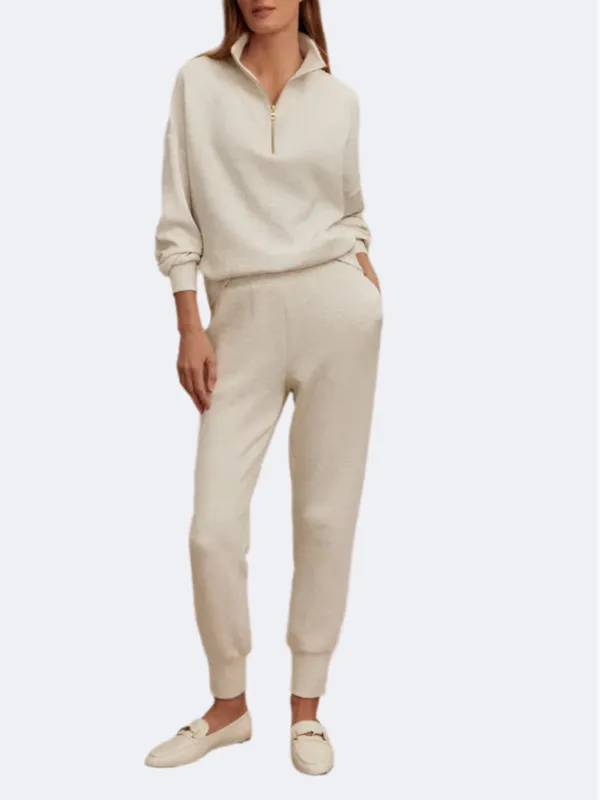 Varley Slim Zip Hem Pants (29.5") - Ivory Marl