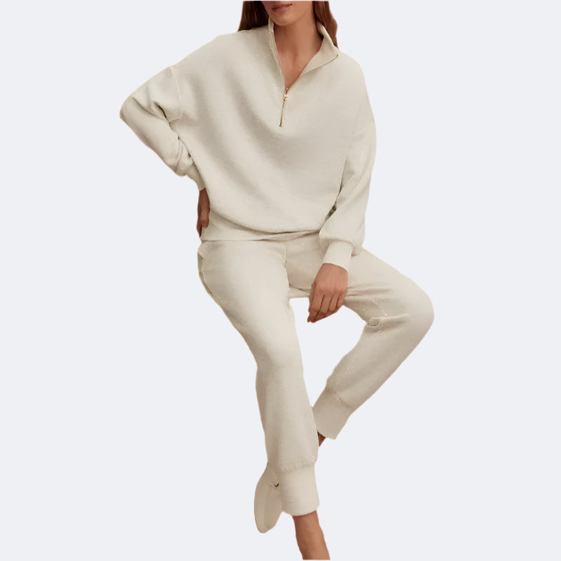 Varley Slim Zip Hem Pants (29.5") - Ivory Marl