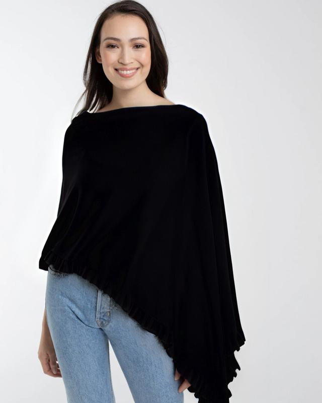Alashan Cashmere Mini Ruffle Edge Topper - Ebony