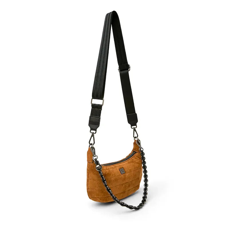 Think Royln Women's Mini Suede Moon Bag - Brown/Camel – Open Court