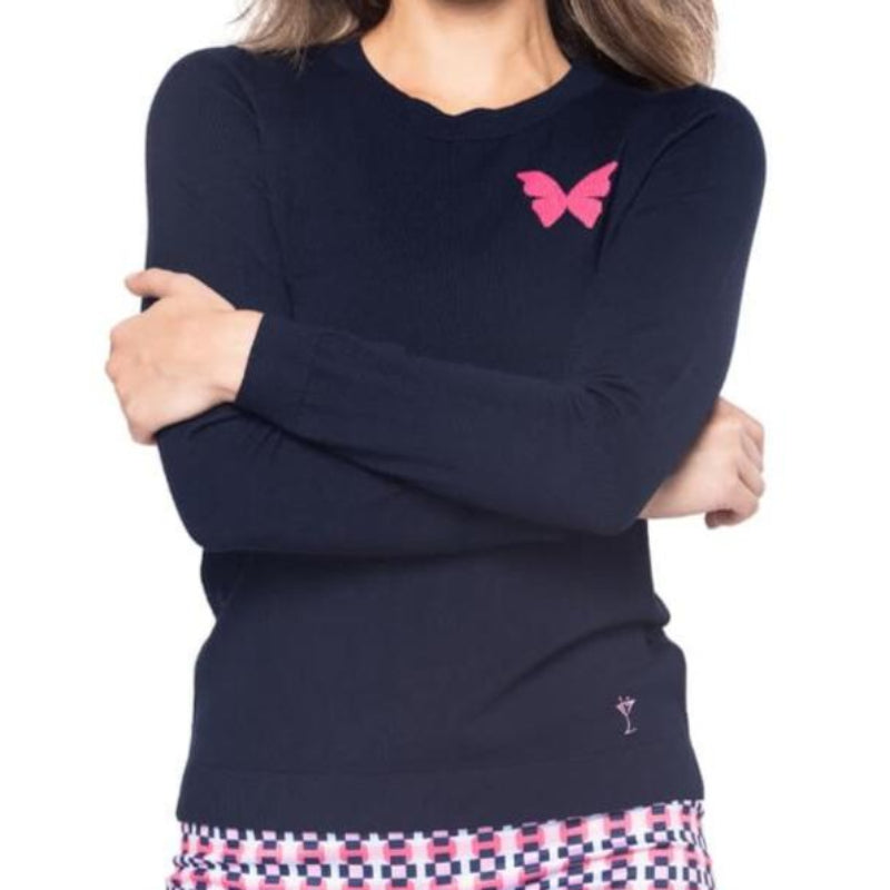 Golftini Crewneck Butterfly Sweater - Navy