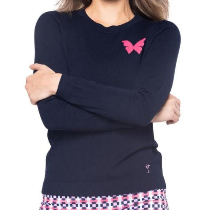 Golftini Crewneck Butterfly Sweater - Navy