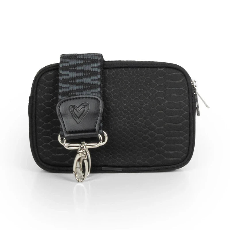 preneLOVE Women's Snakeskin Crossbody Belt Bag - Black – Open Court