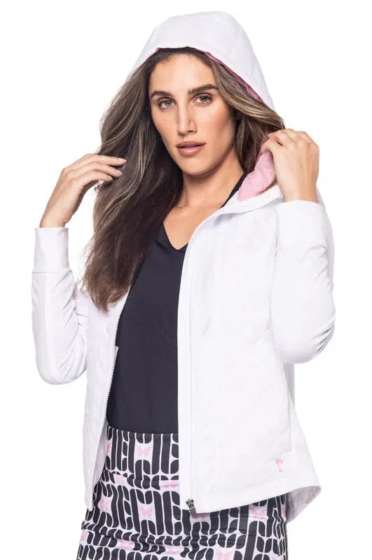 Golftini Windbreaker Jacket- White/Rose