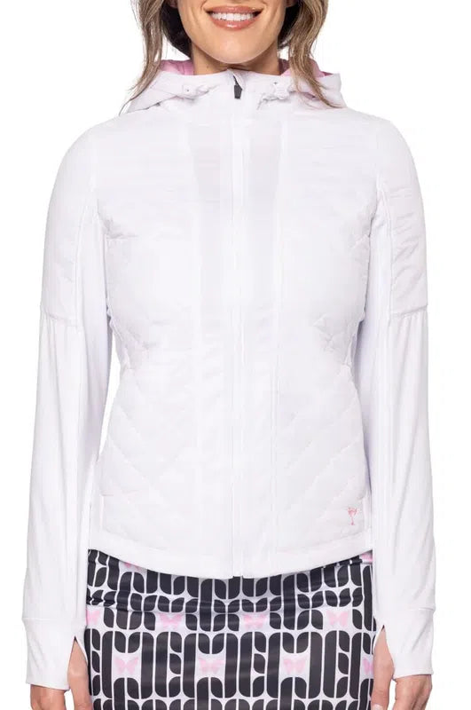 Golftini Windbreaker Jacket- White/Rose