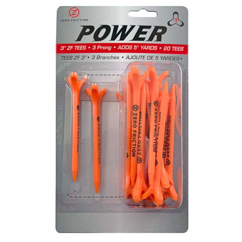 Zero Friction 3" Power 3 Tees - 20pk - Orange