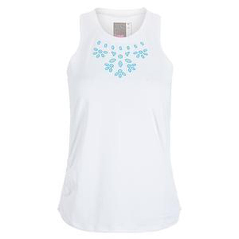 White Scoop Neck Eyelet Tank