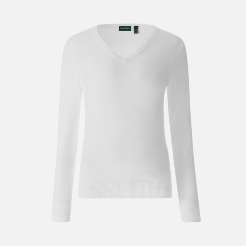 Chervo Nebbiolina Cotton V-Neck Sweater - White