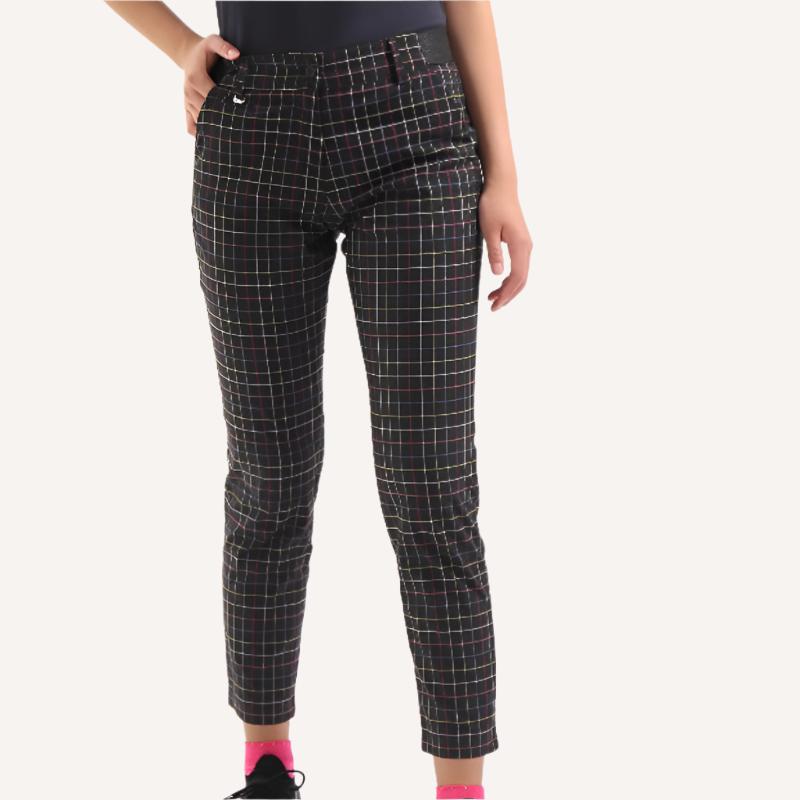 Chervo Split Pants - Black Plaid
