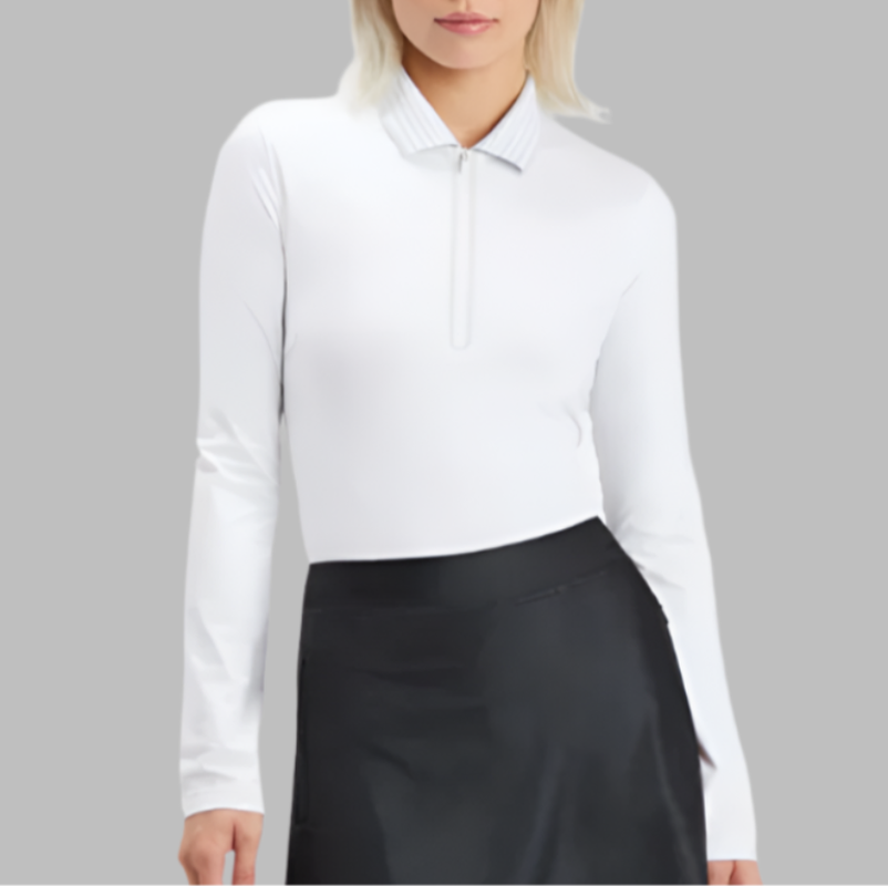 G/Fore Silky Tech L/S Zip Polo - Snow