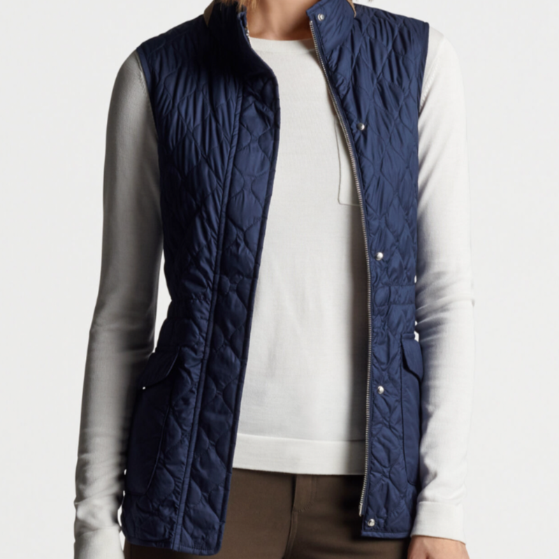 Peter Millar Addison Quilted Travel Vest - Navy