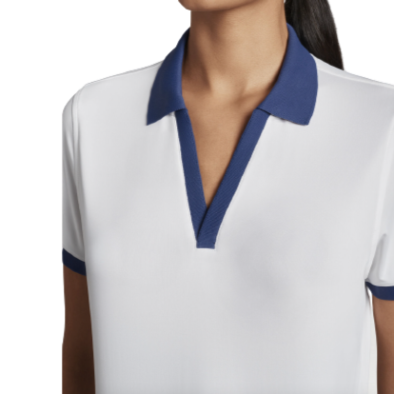 Peter Millar V-Neck Court Polo - White/Blue