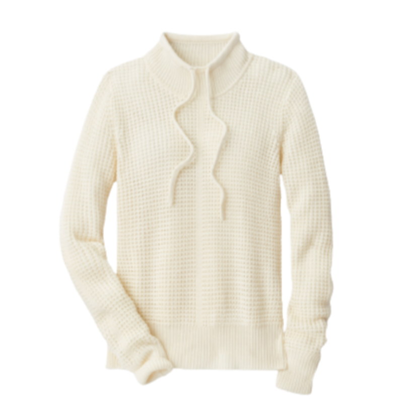 Peter Millar Waffle Stitch Popover Top - Soft Ivory
