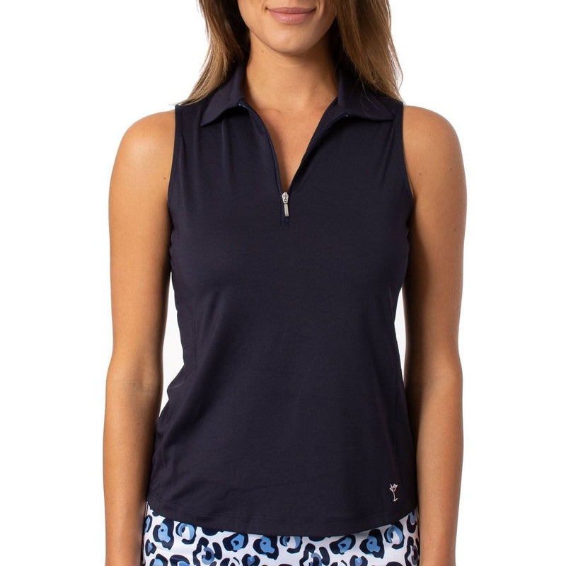 Golftini S/L Zip Tech Polo - Navy Tops - Open Court