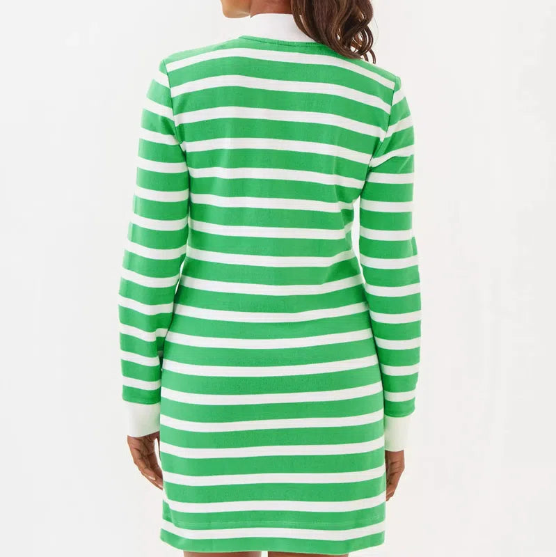 Lilly Pulitzer Women's Long Sleeve Striped Dress - Green/White Open Court Lilly Pulitzer Women's Long Sleeve Striped Dress - Green/White Open Court