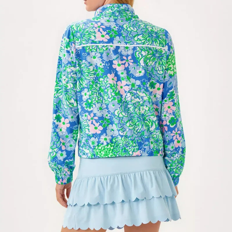 Lilly Pulitzer Aegean Perforated Half Zip Jacket - Sunwashed Blue
