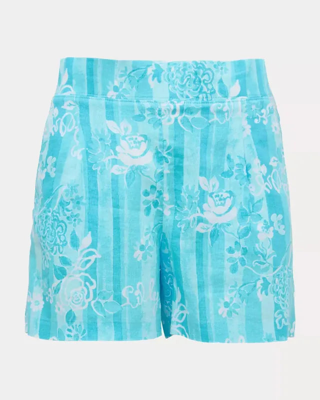 Lilly Pulitzer Captina Linen Shorts - Blue Floral