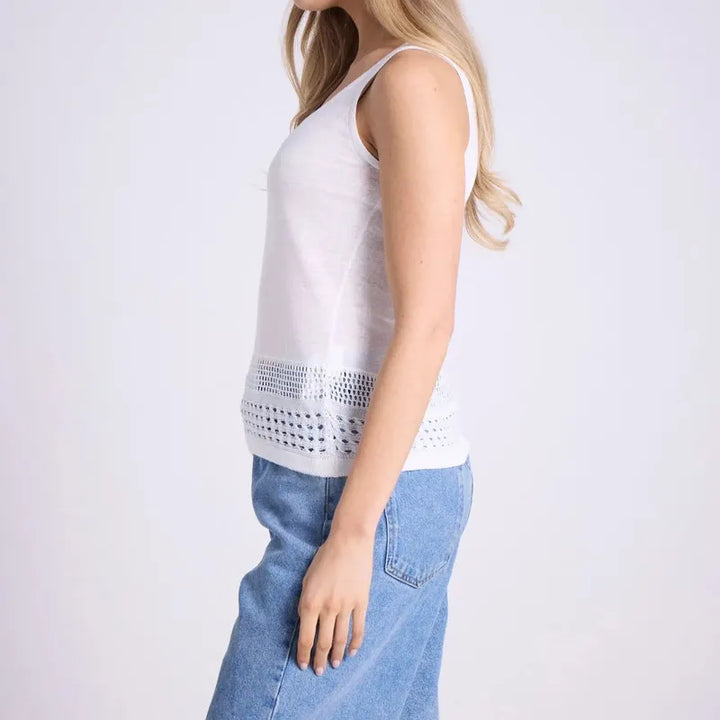 NOTSHY Linen Cardigan and Tank Set - White