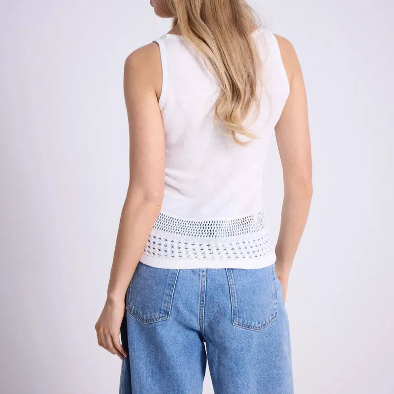 NOTSHY Linen Cardigan and Tank Set - White