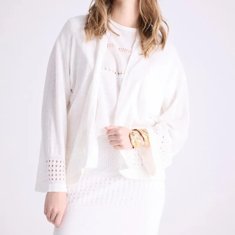 NOTSHY Koula Linen Cardigan - White