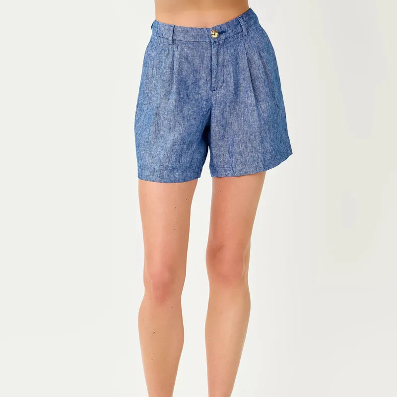 Lilly Pulitzer Dewey Linen Shorts - Starlight Navy