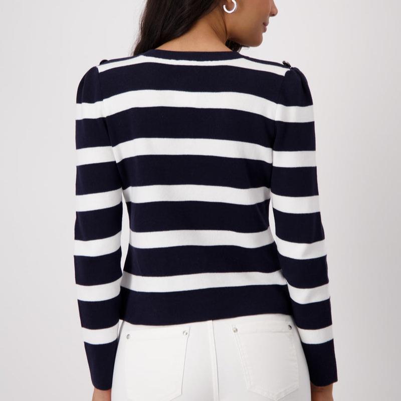 Monari Stripe Cardigan - Navy/White