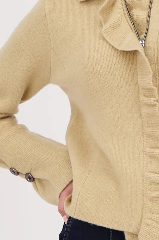Monari Ruffle Cardigan - Cinnamon